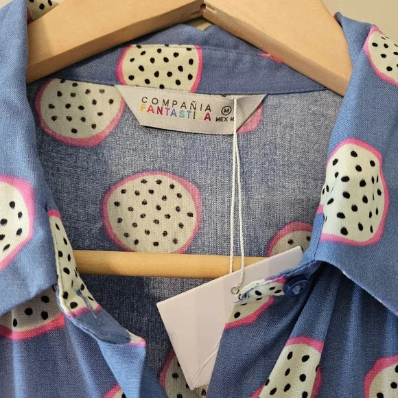 Compania Fantastica Dragon Fruit Pitaya Print Casual Women's Romper Size Medium. - Picture 16 of 16